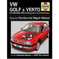 Volkswagen vw GOLF &amp; VENTO Haynes Manual Petrol &amp; Diesel 1992-1998