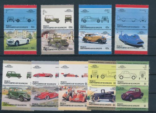 Le65532 st vincent bequia old timers vehicles cars pairs mnh