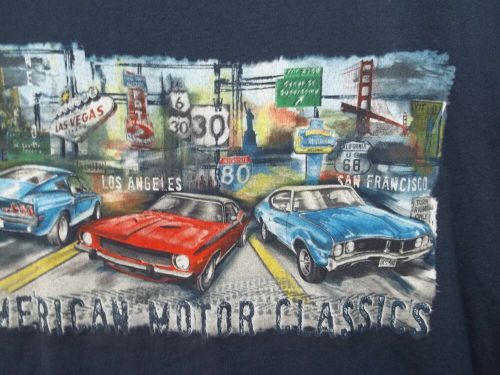 American Motor Classics Mens Blue Graphic T Shirt Size XLT Muscle Cars