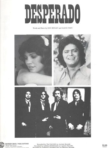 Desperado sheet music 1973 don henley glenn frey vintage