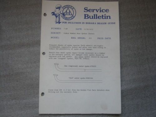 Service bulletin outer rear spokes combat wombat inclusion hodaka dealer quide