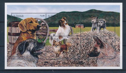 [33212] st. vincent &amp; grenadines 1998 animals dogs mnh sheet