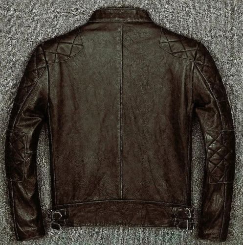 Genuine  motorcycle brown leather jacket men&#039;s cafe racer biker leather jacket