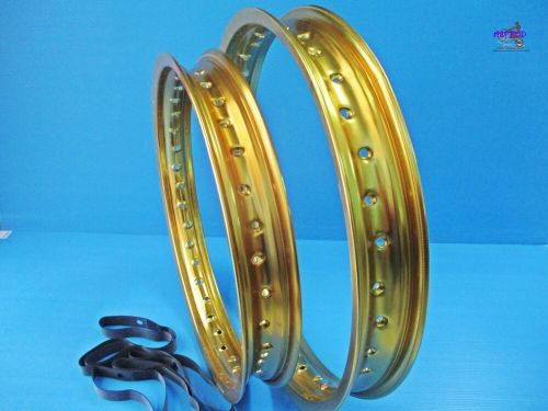 HODAKA ROAD TOAD 100 MODEL # 99 FRONT &amp; REAR GOLD ALU WHEEL RIM SET (ma6814)