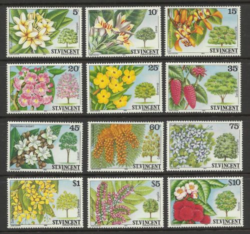 ST VINCENT QE11 1984 FLOWERING TREES SET MINT