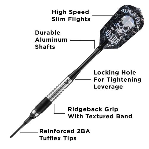 Viper Desperado 80% Tungsten Death Mark Soft Tip Darts 1 Knurled Ring 18 Grams