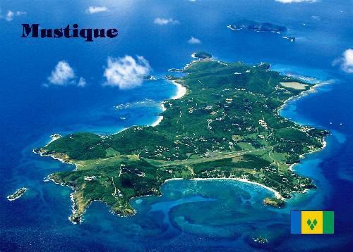 Saint vincent and grenadines mustique aerial view new postcard