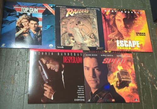 5 Action Movie Laserdisc Lot: Top Gun, Speed, Desperado, Raiders, Escape from LA