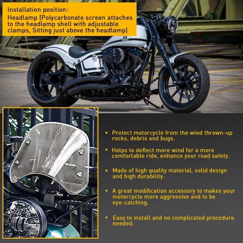 Motorcycle Headlight Windshield Windscreen Universal For 5-7&#039;&#039; Round Headlight