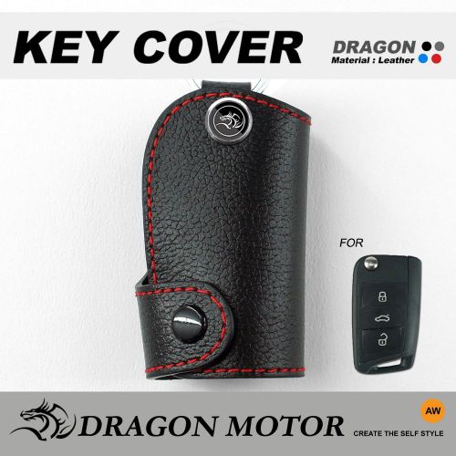 Leather Key fob Holder Case Chain Cover FIT For VW VENTO SHARAN TOURAN GOLF GTI