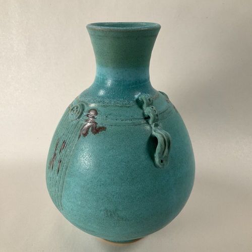 Hodaka pottery turquoise vase -  2015 rochester ny studio pottery - quality