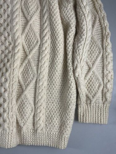 Ronnie Hannigan Wool Fishermans Cableknit Cardigan Sweater XXL Ireland Handmade