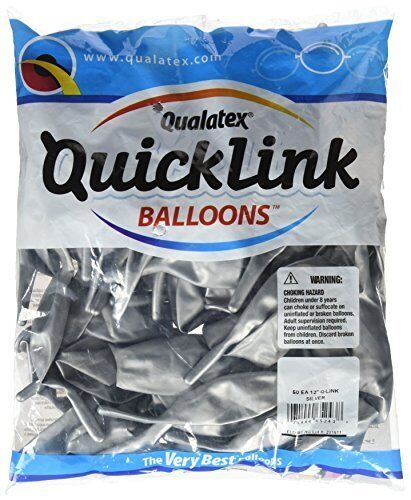 Pioneer Balloon Silver 12&#034; QLINK Latex Balloons 50 Count