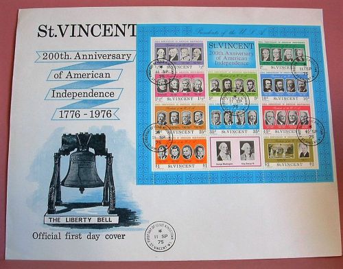 St. Vincent 1976 American Ind FDC&#039;s x 2 different sizes, nice condition LOOK!