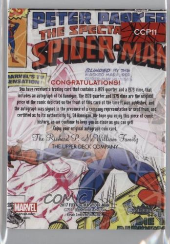 2017 Fleer Ultra Marvel Spider-Man Coin &amp; Comic Ed Hannigan #CCP11 Auto ob9