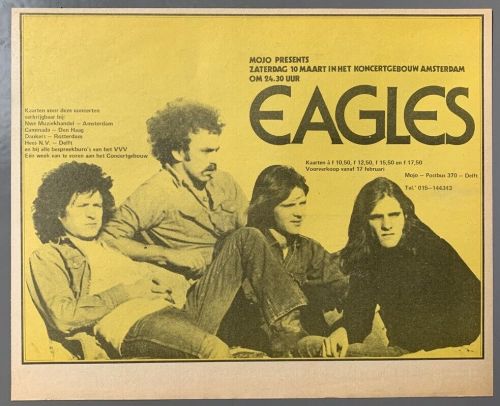 EAGLES 1973 vintage Dutch CONCERT ADVERT Desperado