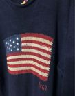 Vintage Polo Country Ralph Lauren American Flag Knit Crewneck Sweater Size M