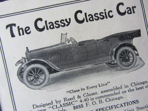 1916 Ad The New Classic Car 4-40 Design by Reed &amp; Glaser Classic Motor Co $885