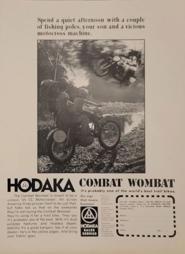 1973 Hodaka 125 Combat Wombat Motocrosser Motorcycle Print Ad