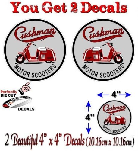 (2) cushman 4&#034; vintage motor scooter decals eagle husky golfster vinyl stickers