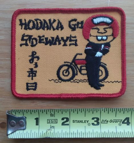 Vintage hodaka motorcycle patch with &#039;hodaka go sideways&#039; motif. new