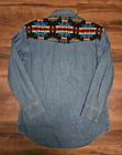 Pendleton desperado southwestern wool aztec navajo pattern snap shirt denim sz m