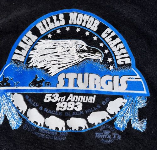 Vintage 1993 sturgis black hills t-shirt m black 53rd annual motor classic sd