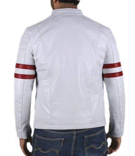 Fashionable White Stylish Handmade Motorcycle Genuine Biker Men&#039;s Leather Jacket