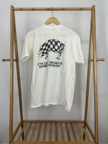 Vtg 60s blendzall cycle sport pork power racing oil motocross stedman t-shirt l