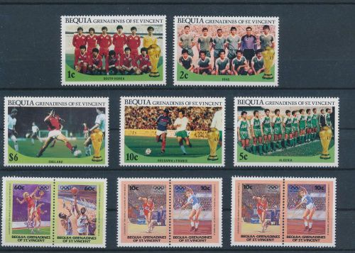 Le65536 st vincent bequia football sports soccer fine lot mnh