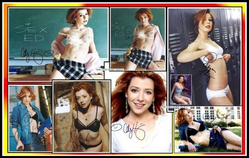 Alyson hannigan, signed, collage cotton canvas image. limited edition (ah-1)