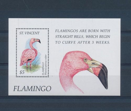 Le67063 st vincent  flamingo animals birds good sheet mnh