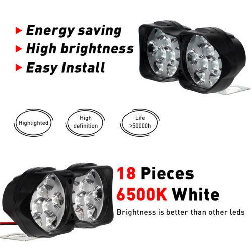 12v 30w 18led dual motorcycle spot light fog driving lamp twin headlight white