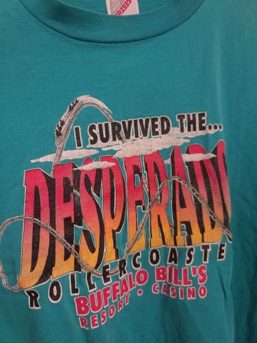 Vintage Buffalo Bill&#039;s Resort Casino Desperado Roller Coaster T-Shirt Size XL