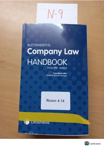 Butterworths company law handbook 35th ed consultant by brenda hannigan