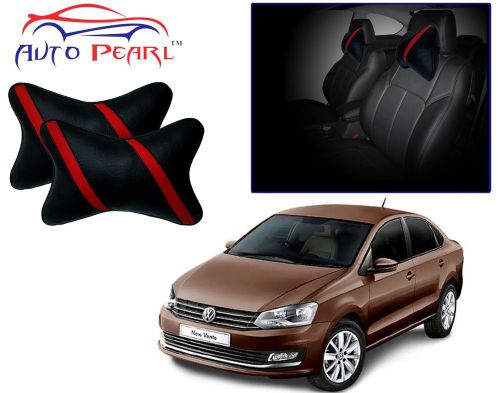 Premium Make Strip Red Car Neck Cushion/Pillow 2 PCS For - Volkswagen Vento