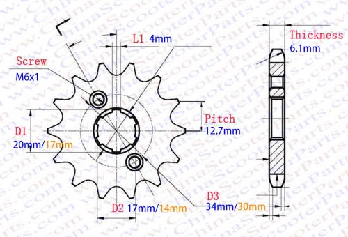 420 17mm sprocket for honda taotao sunl jcl lifan zongshen loncin dirt pit bike