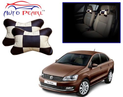 Premium Make Beige&amp;Cola Car Neck Cushion/Neck Pillow 2 PCS. For-Volkswagen Vento