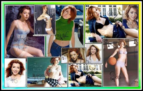 Alyson hannigan, signed, collage cotton canvas image. limited edition (ah-2)