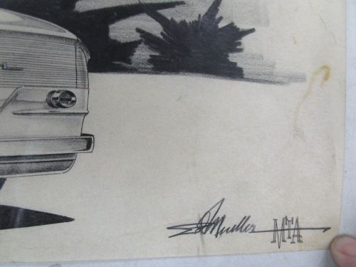 Vintage advertising sketch drawing *cushman truck*  12.5&#034; x 10&#034;  (h)