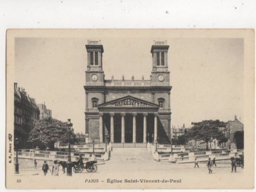 Paris eglise saint vincent de paul france vintage u/b postcard 366b