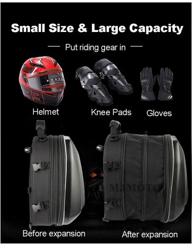 Motorcycle tail waterproof rear back seat bag rider backpack carbon fiber color