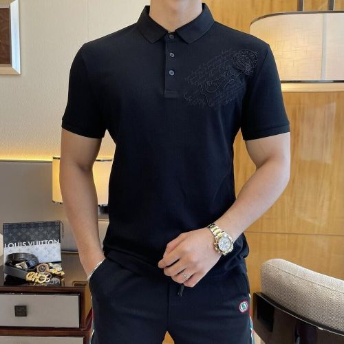 Berluti men&#039;s classic embroidered cotton casual black short sleeve polo shirt