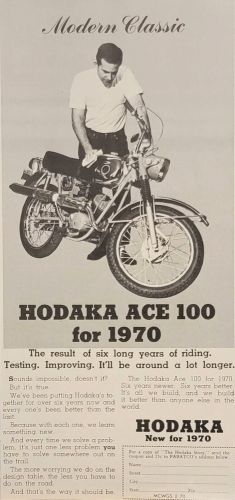 1970 Hodaka Ace 100 Motorcycle Print Ad