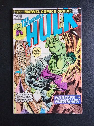 Marvel Comics The Incredible Hulk #195 January 1976 Ed Hannigan Cover Art