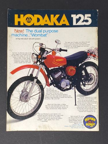 1977 HODAKA Wombat 125 Dirt Bike Original Print Ad VTG MX