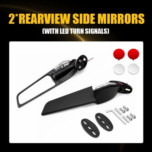 Side Rearview Mirrors Wind Wing Mirror LED w/ Signal Light Blind Spot Mirror EPO