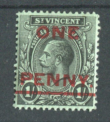 St Vincent KGV 1915 1d on 1/- black on green SG121 mounted mint