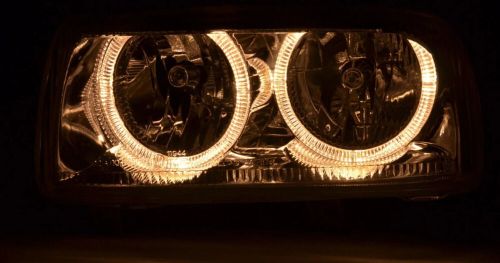 ? Smoked Angel Eye Headlight Set VW Vento/Jetta Mk3 FREE SHIPPING ?