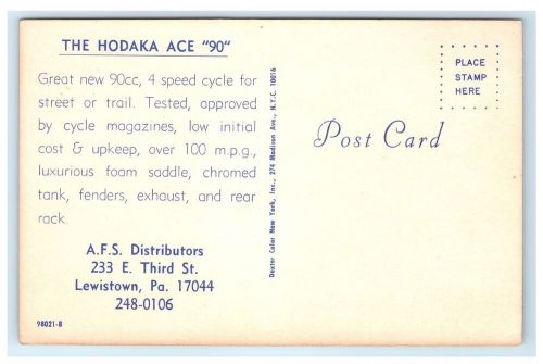 Hodaka Ace 90 Motorcycle AFS Distributors Lewiston PA Postcard A5